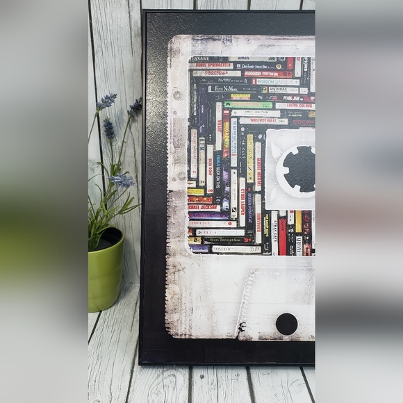 Vintage Style Cassette Mixtapes Collage Canvas Art Print, Size 33"Lx22"Hx1.5" - Picture 7 of 13